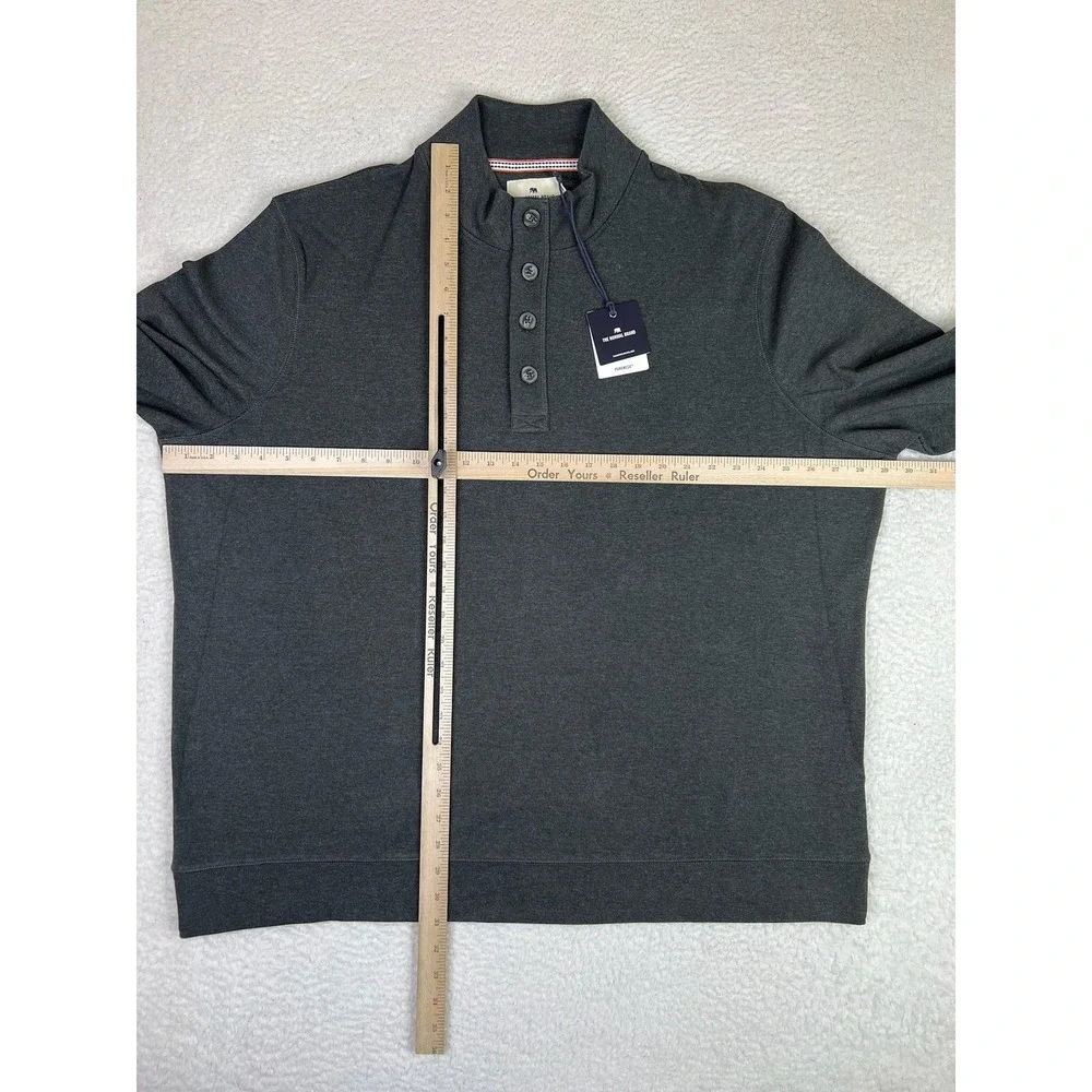 The Normal Brand Sweatshirt Mens 3XL Gray Puremeso Henley Mock‎ Neck Pullover